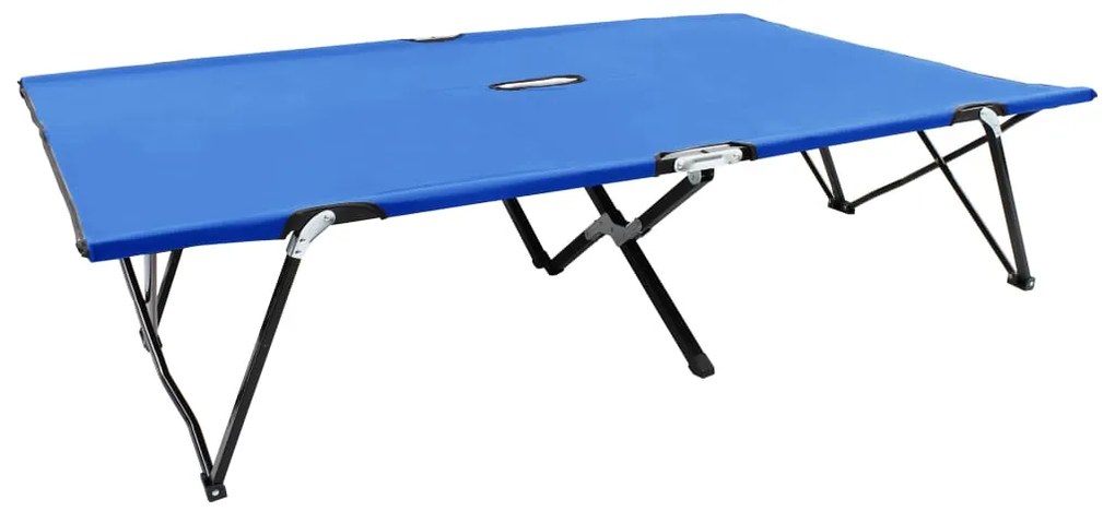 vidaXL Espreguiçadeira/cama dobrável para 2 pessoas aço azul