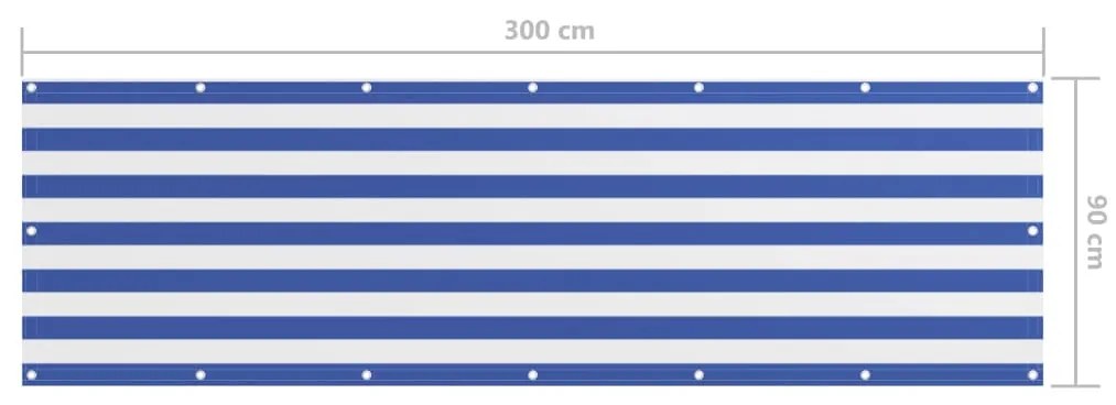 Tela de varanda 90x300 cm tecido Oxford branco e azul