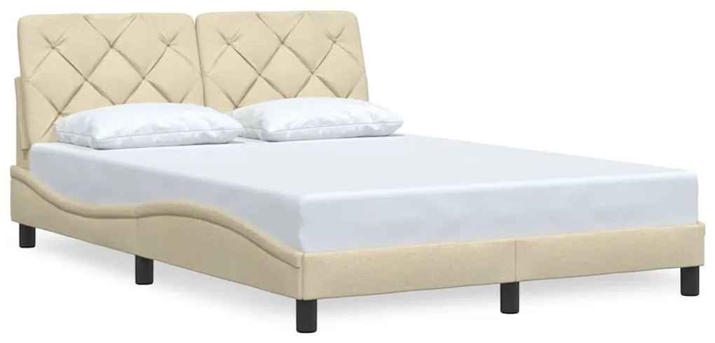 Estrutura de cama sem colchão 120x200 cm tecido cor creme