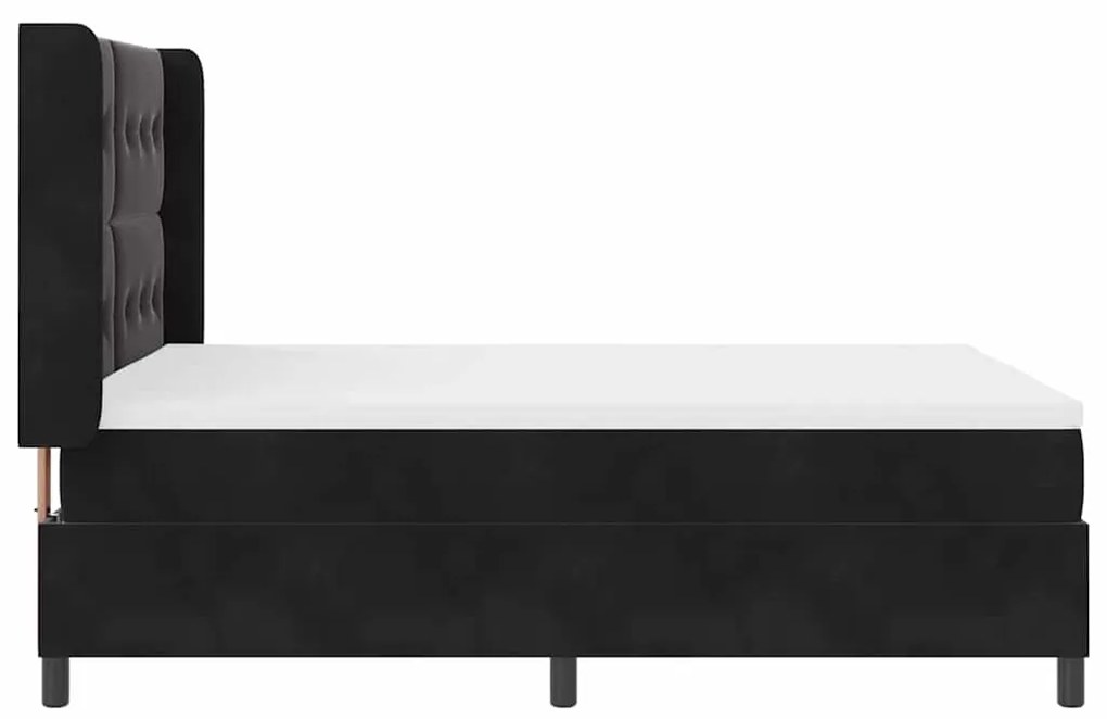 Cama Box Spring com Colchão &amp; LED Preto 140x190 cm Veludo