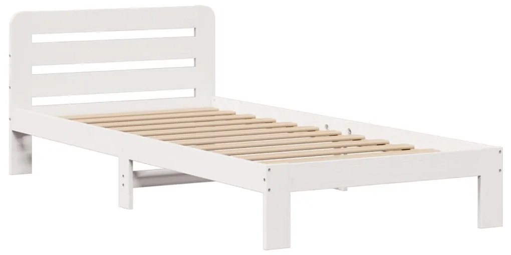 Cama com estante sem colchão 90x200 cm pinho maciço branco