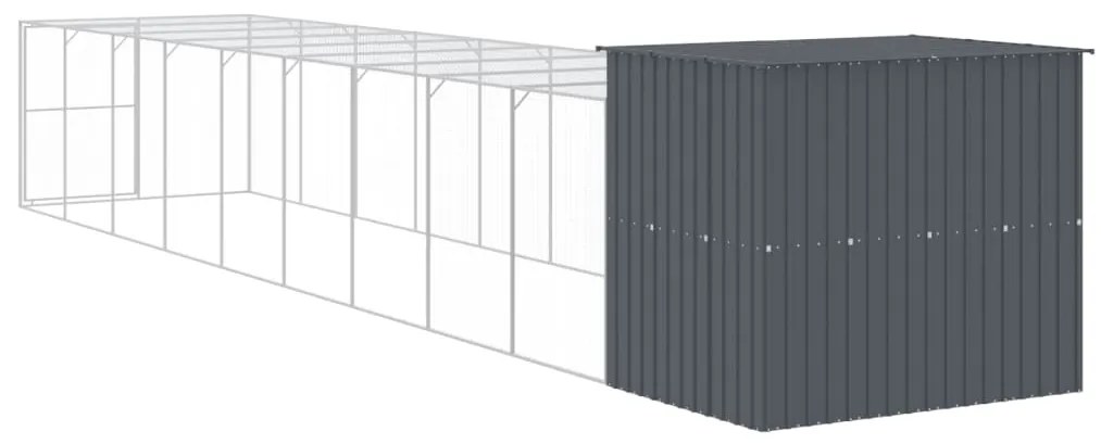 Casota p/ cães c/ parque 214x1069x181cm aço galvaniz. antracite