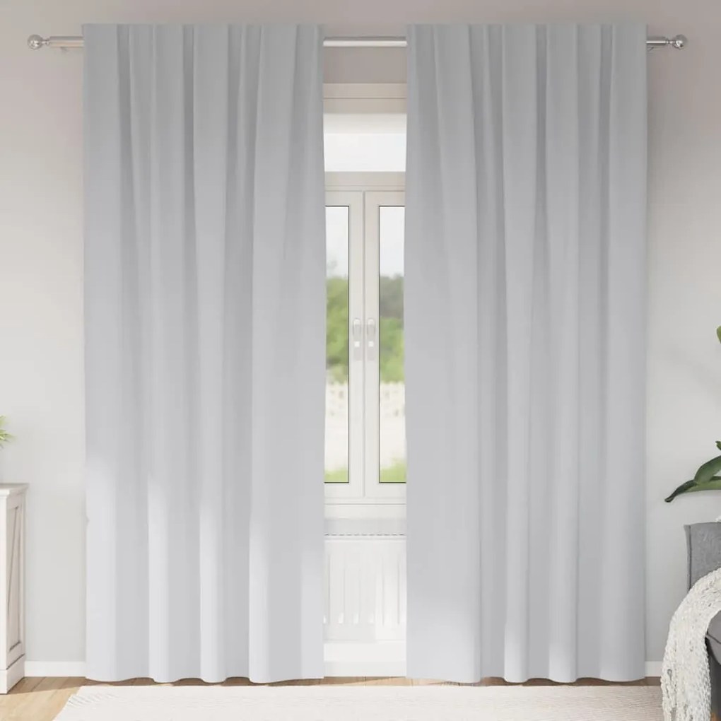 vidaXL Cortinas com cortinas 2 pcs Cinza Claro 225 x 140 cm Poliéster
