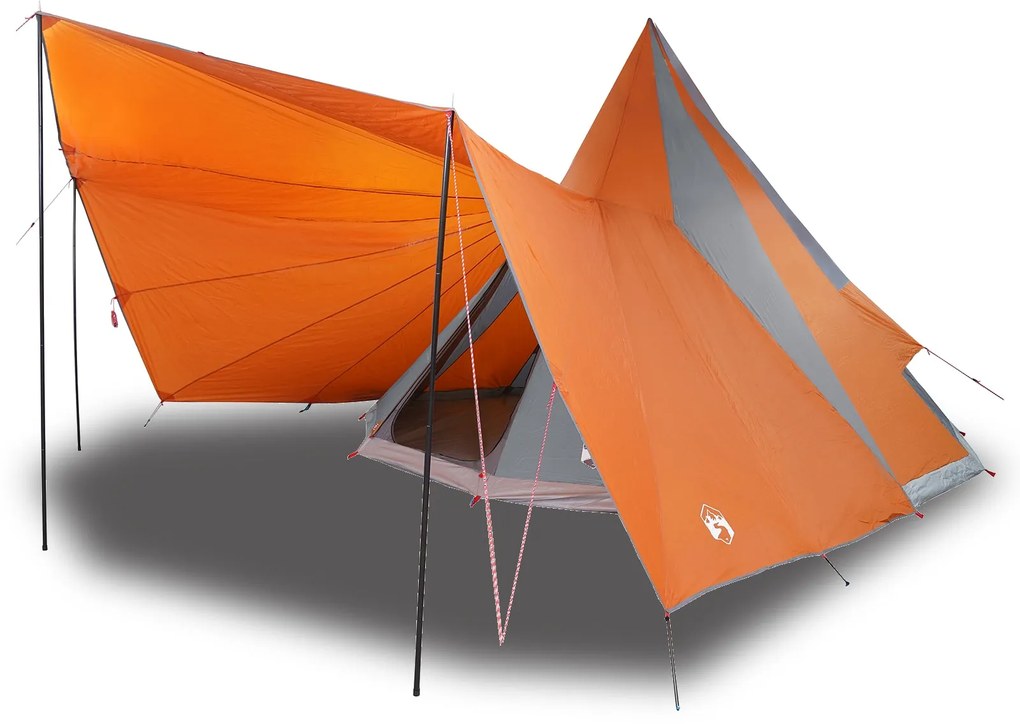 Tenda Familiar Tipi Cinza e Laranja Impermeável para 12 Pessoas