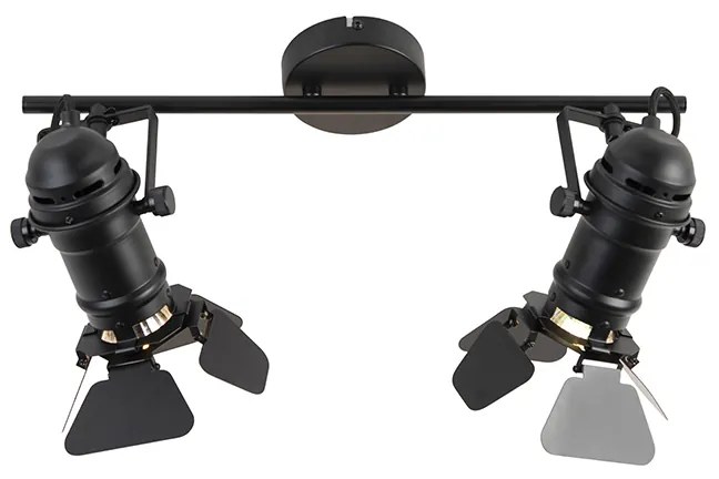 LED Projetores inteligentes pretos incl. WiFi GU10 2-luzes com abas - Movie Industrial