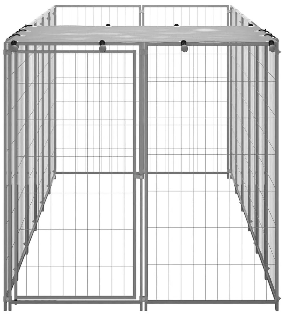 Canil para cães 330x110x110 cm aço prateado