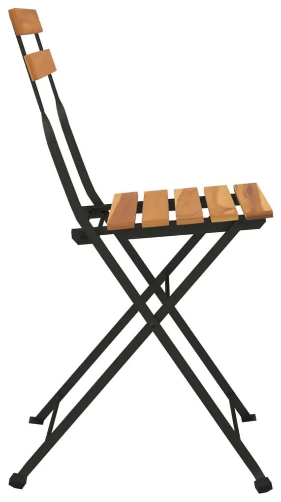 Cadeiras de bistrô dobráveis 8 pcs madeira de teca maciça e aço