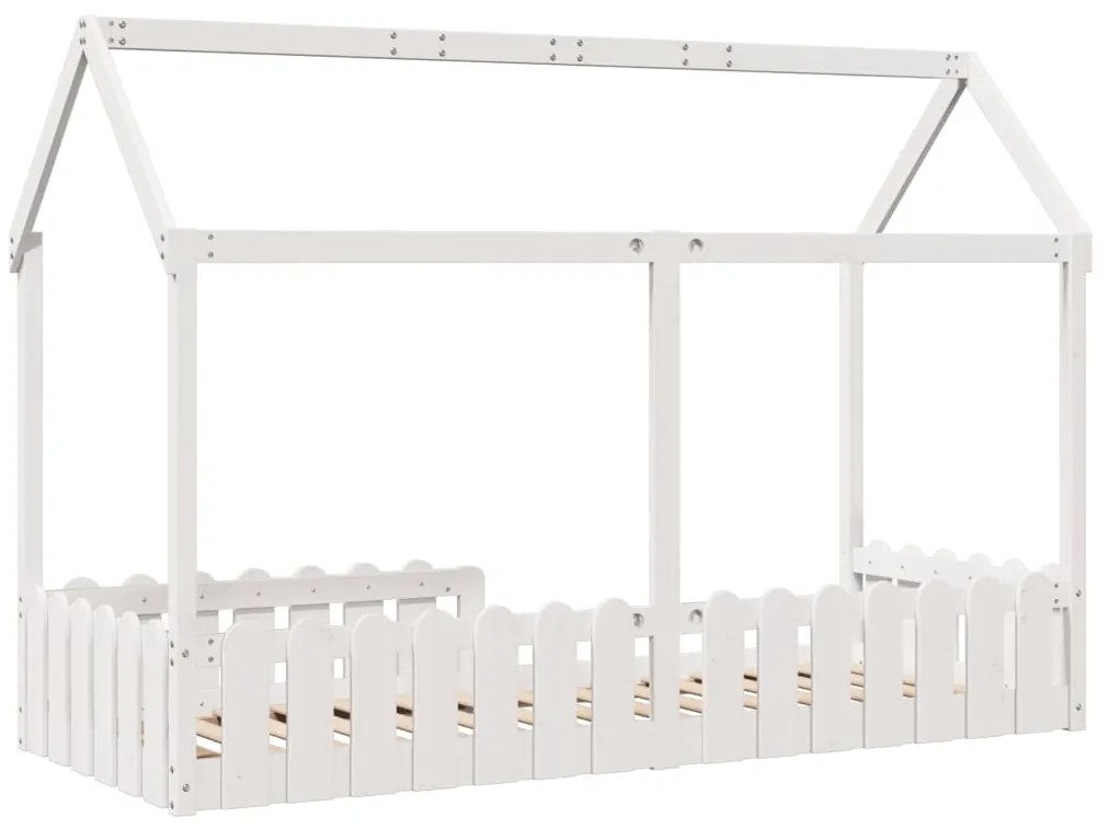 Cama infantil formato casa 80x200 cm pinho maciço branco