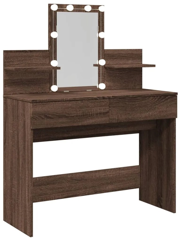 Toucador com LEDs 100x40x130 cm cor carvalho castanho