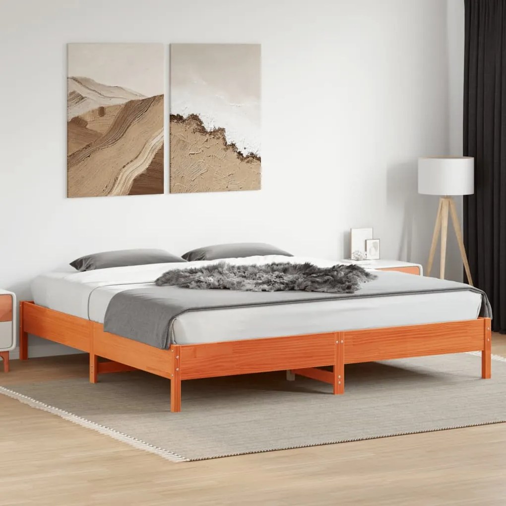 Cama sem colchão 180x200 cm pinho maciço castanho-mel