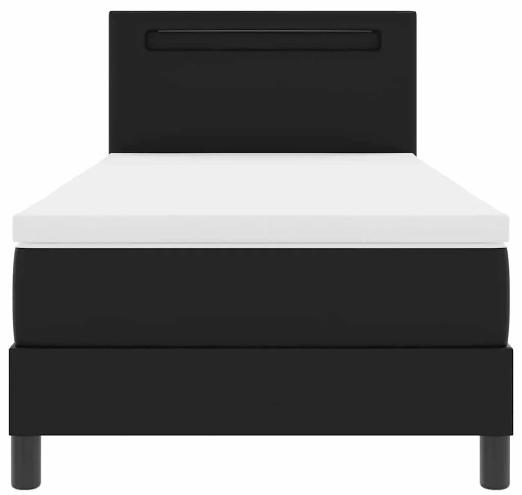Cama Box com Colchão – Preto, 90x200 cm, Couro Sintético