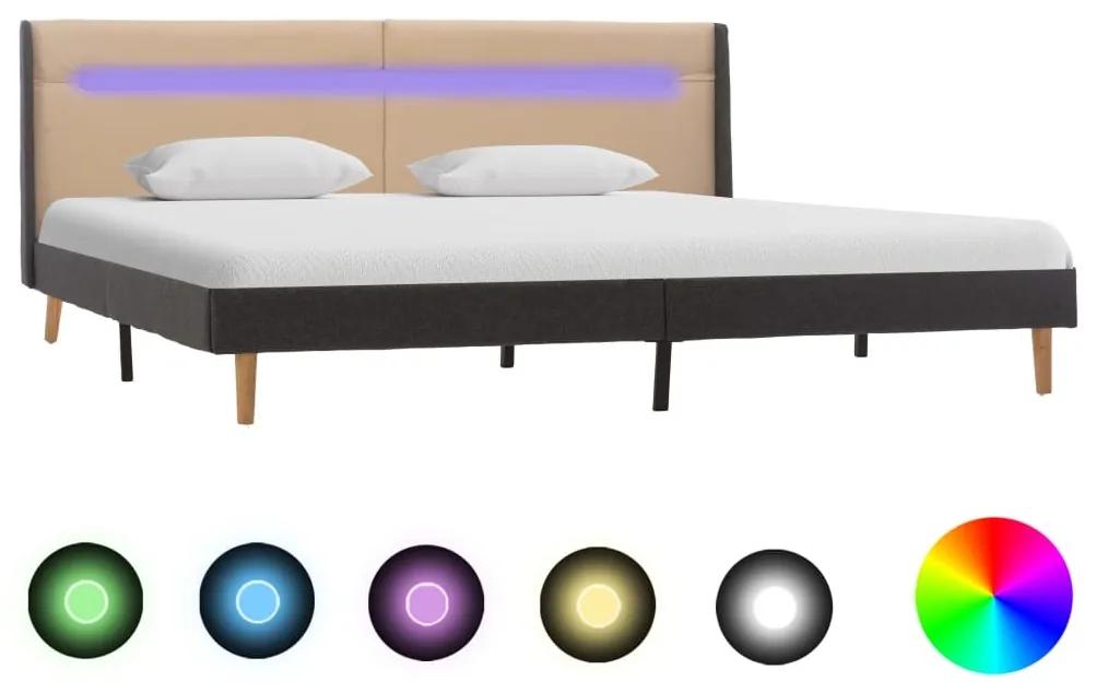 Estrutura de cama com LED 160x200 cm tecido creme