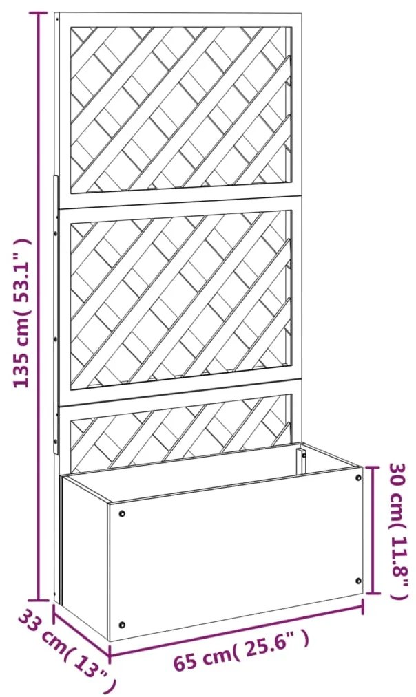 Vasos/floreiras com treliça WPC 2 pcs 65x33x135 cm cinzento