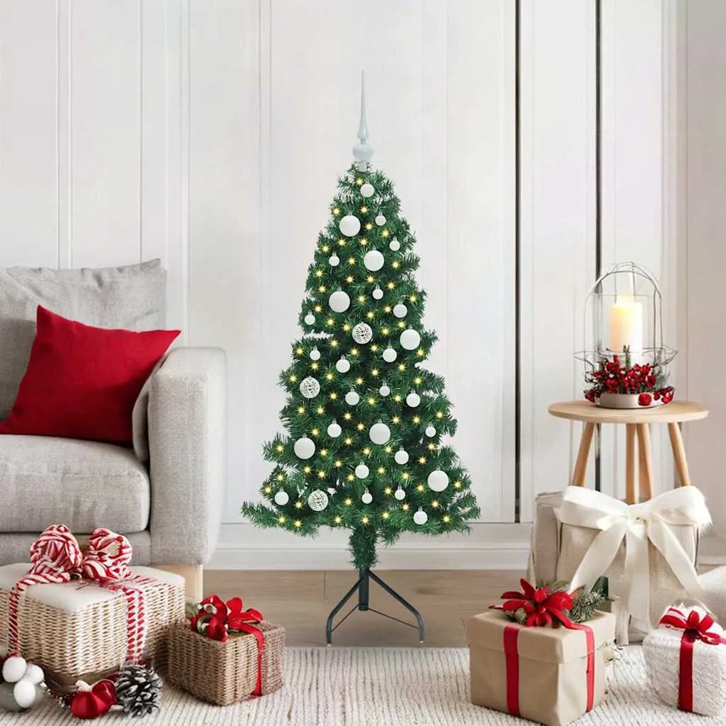 vidaXL Árvore de Natal artificial de canto Verde 120 cm PVC e Metal