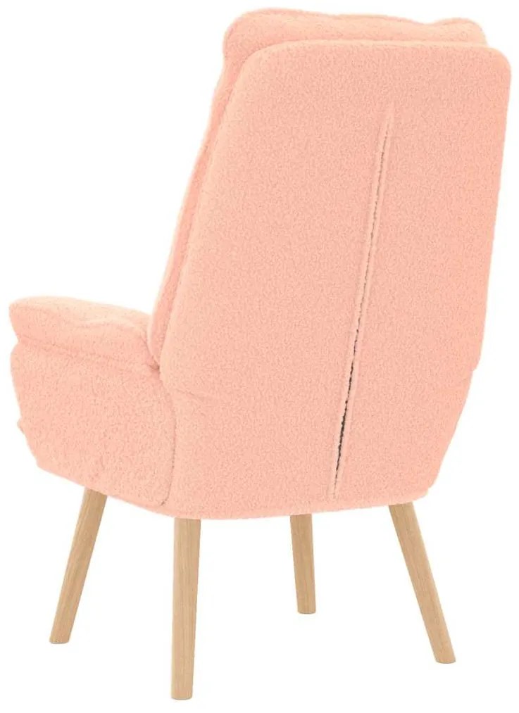 Poltrona Relaxante Rosa em Tecido Estilo Lã