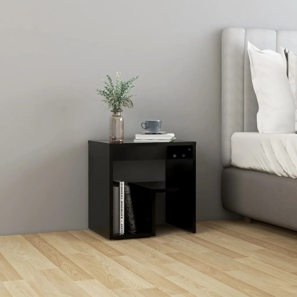vidaXL Mesa de cabeceira 40x30x40 cm derivados de madeira preto