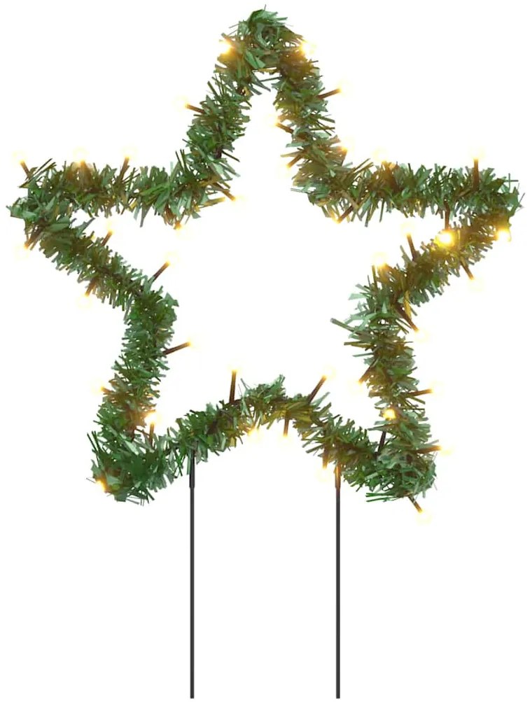 Decoração estrela de Natal c/ luz e estacas 3 pcs 50 LEDs 29 cm