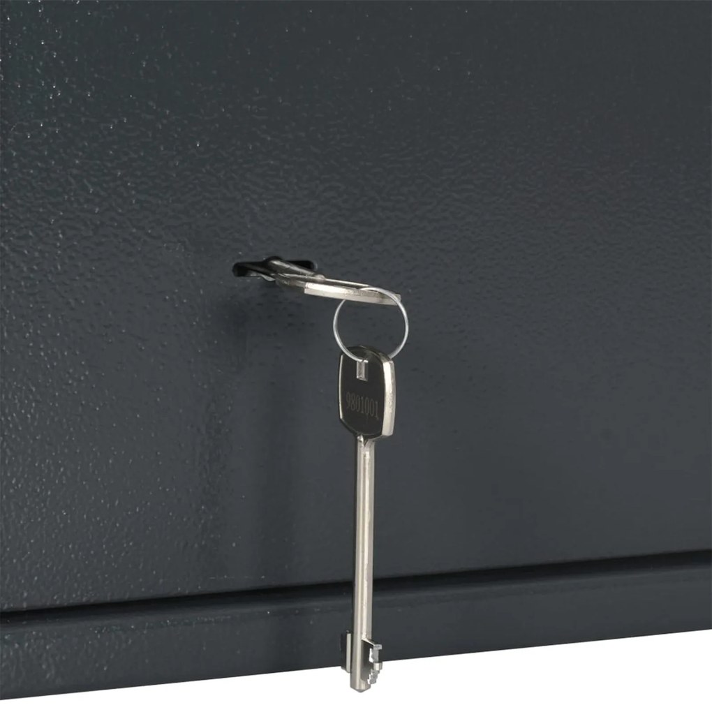 Caixa Segura com Fechadura de Chave Cinza Escuro 25x35x25 cm Aço