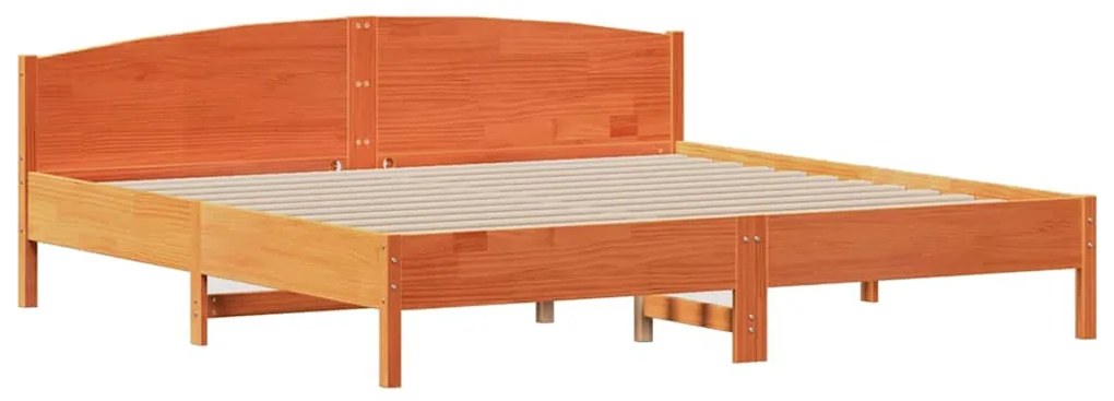 Cama sem colchão 200x200 cm pinho maciço castanho-mel