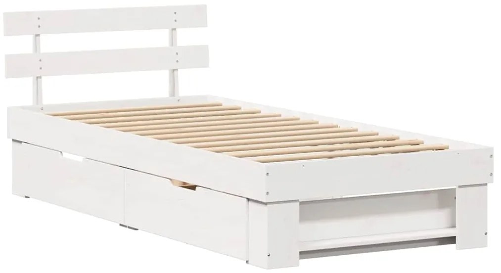 Estrutura da Cama Branco 90 x 200 cm Madeira de Pinheiro Sólido