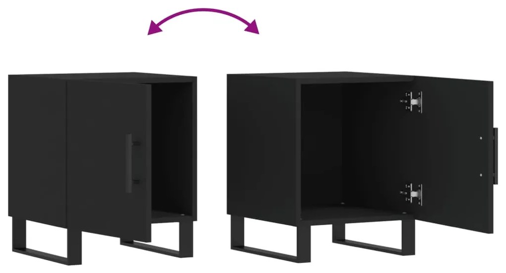 Mesa de cabeceira 2 pcs 40x40x50 cm derivados de madeira preto