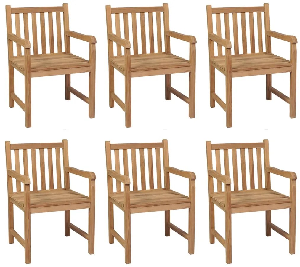 Cadeiras de jardim c/ almofadões branco nata 6 pcs teca maciça