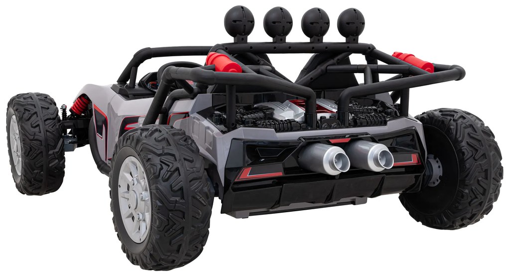 Carro elétrico para Crianças 2 Lugares Buggy Racing 5 24V Rodas Espuma EVA, assento couro ecológico Cinzento