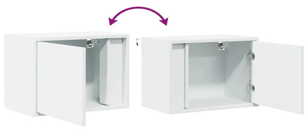 Mesas de cabeceira de parede com luzes LED 2 pcs branco