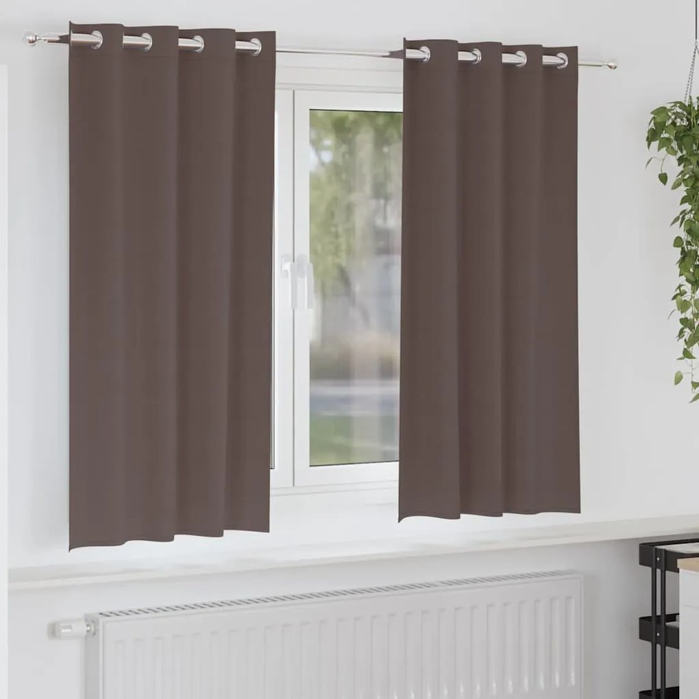 Cortinas 2 pcs Castanho escuro 175 x 140 cm Poliéster