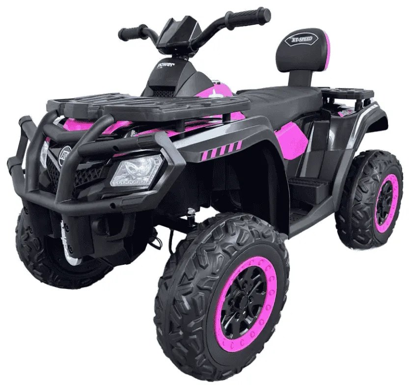 Moto 4 Eléctrica para crianças XT-SPEED 24V, 4x4, Rodas de borracha, Assento em couro sintético Rosa