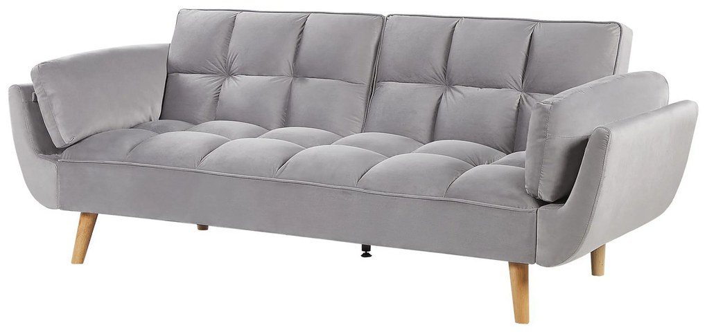 Sofá-cama em veludo cinzento claro ASBY Beliani