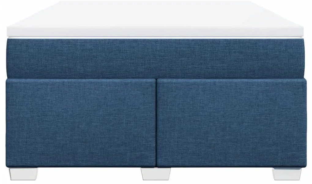 Cama com molas/colchão 160x200 cm tecido azul