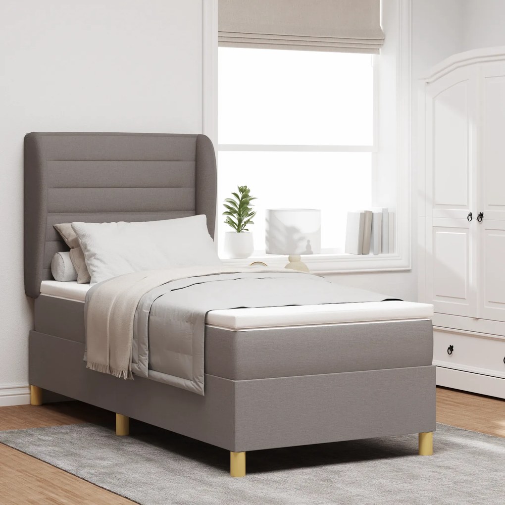 Cama Box com Colchão vidaXL Taupe 80x200 cm Tecido