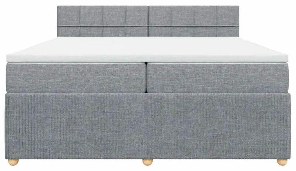 Cama com molas/colchão 200x200 cm tecido cinza-claro