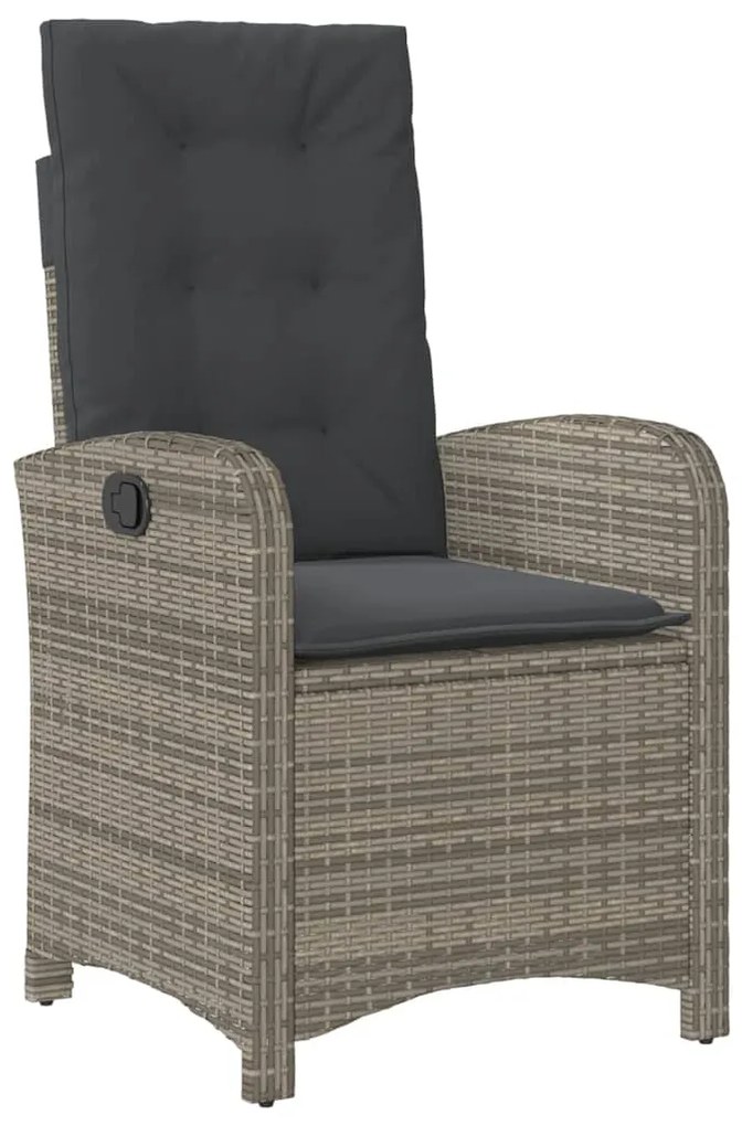 7 pcs conjunto de jantar p/ jardim c/ almofadões vime PE cinza