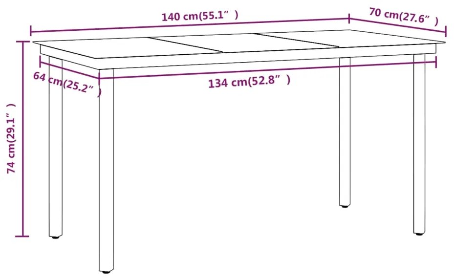 7 pcs conjunto de jantar para jardim com almofadões preto
