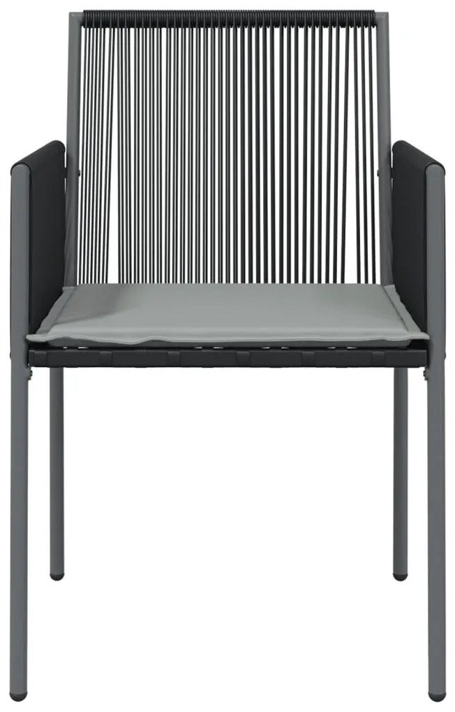 Cadeiras jardim c/ almofadões 2pcs 54x60,5x83,5cm vime PE preto