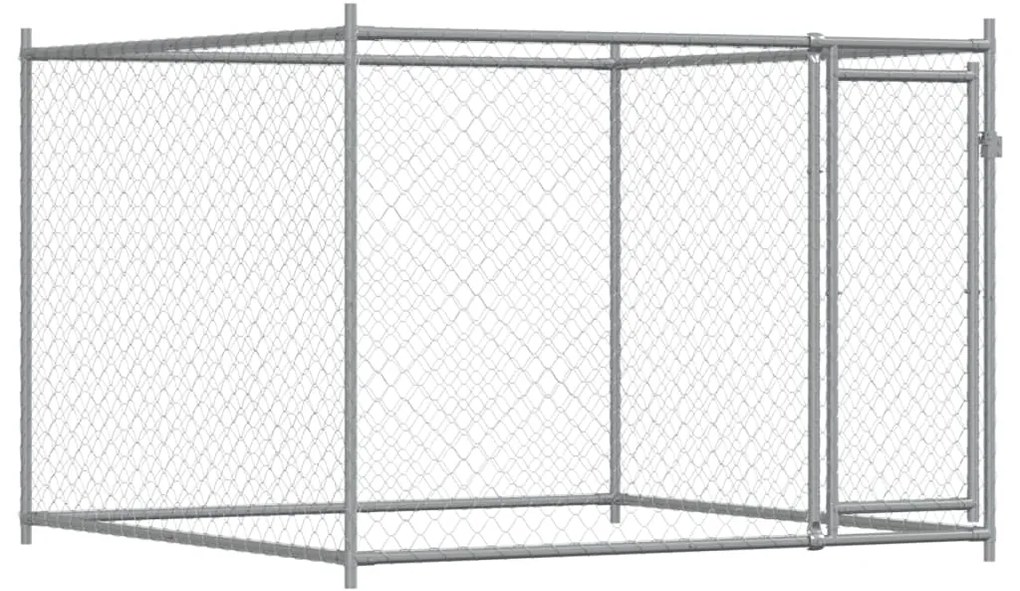 Jaula para cão com portas 4x2x1,5 m aço galvanizado cinzento