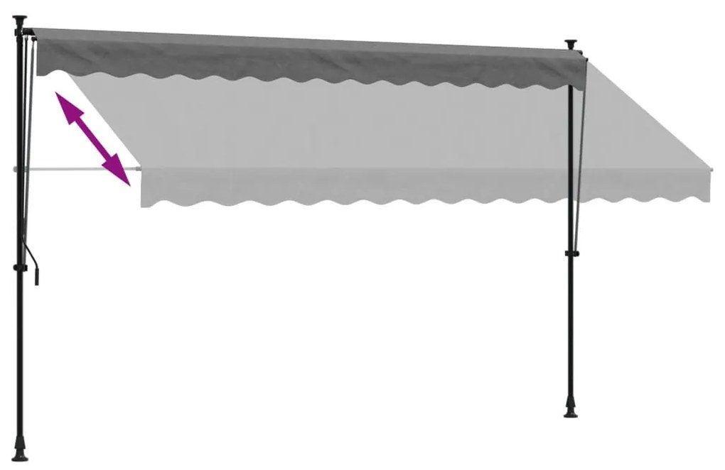 Toldo retrátil 350x150 cm tecido e aço antracite