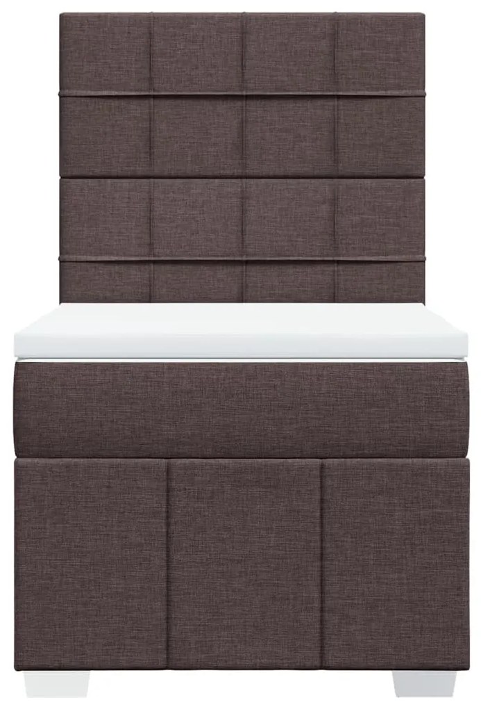 Cama com molas/colchão 100x200 cm tecido castanho-escuro