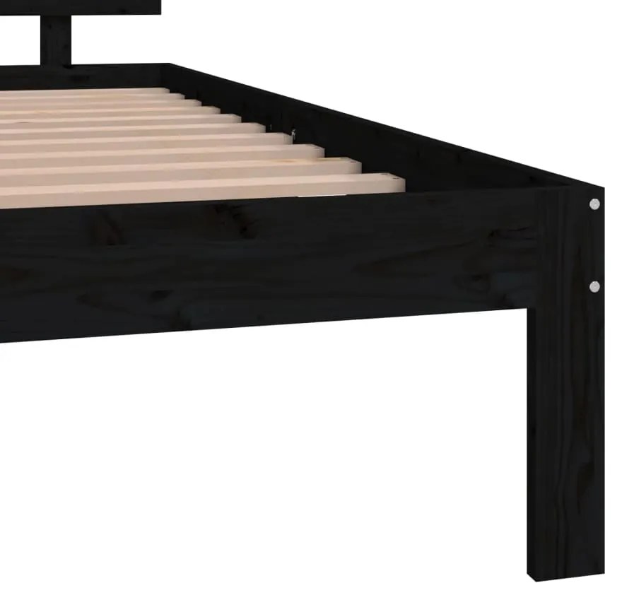 Estrutura cama pequena casal UK 120x190 cm pinho maciço preto