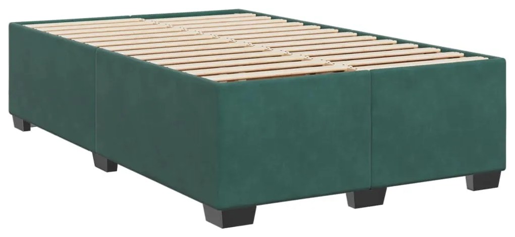 Cama boxspring com colchão 120x190 cm veludo verde-escuro