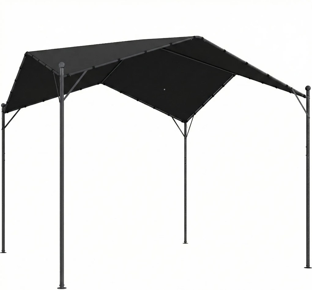 Outsunny Pérgola de Jardim 3x3 m com Proteção UPF30+ Estrutura em Metal Galvanizado Cobertura Inclinada Cinzento | Aosom Portugal