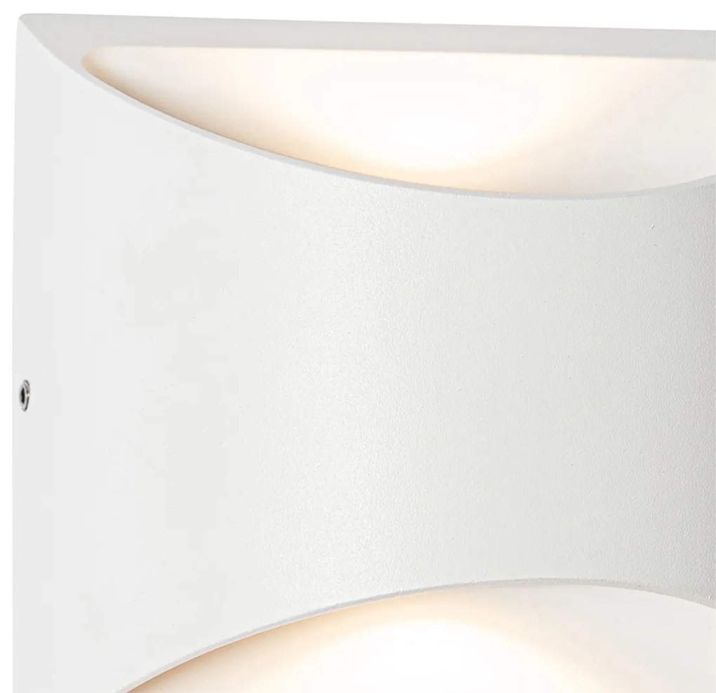 Candeeiro de parede exterior moderno branco com LED 2 luzes IP54 - Mal Moderno