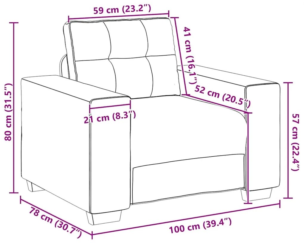 Poltrona vidaXL Cinza Escuro 59 cm em Couro Sintético