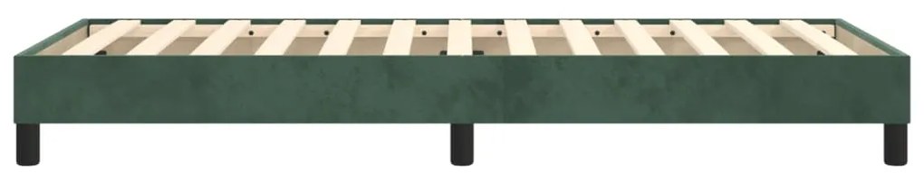Estrutura de cama sem colchão 100x200 cm veludo verde-escuro
