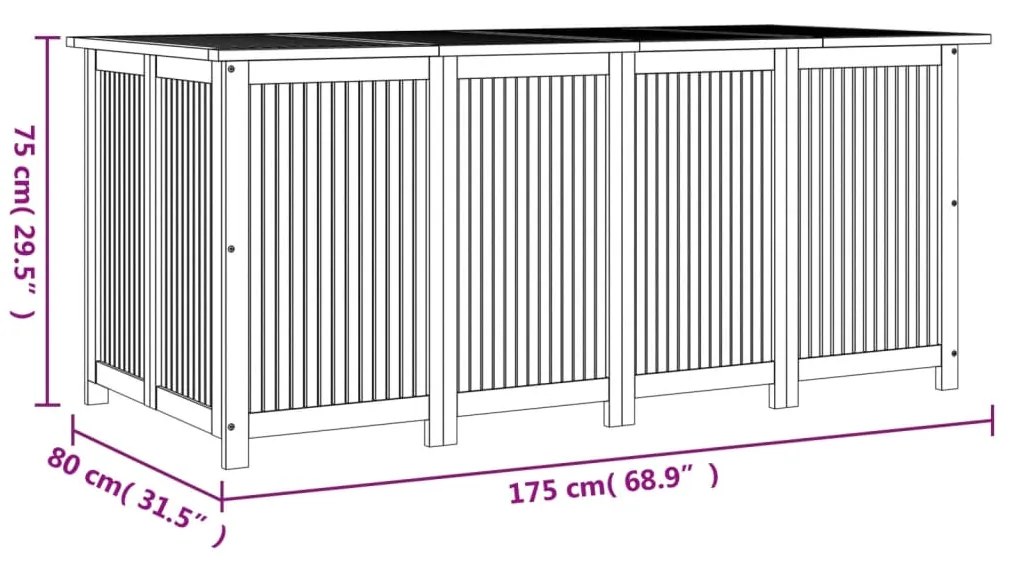 Caixa de arrumação para jardim 175x80x75 cm acácia maciça