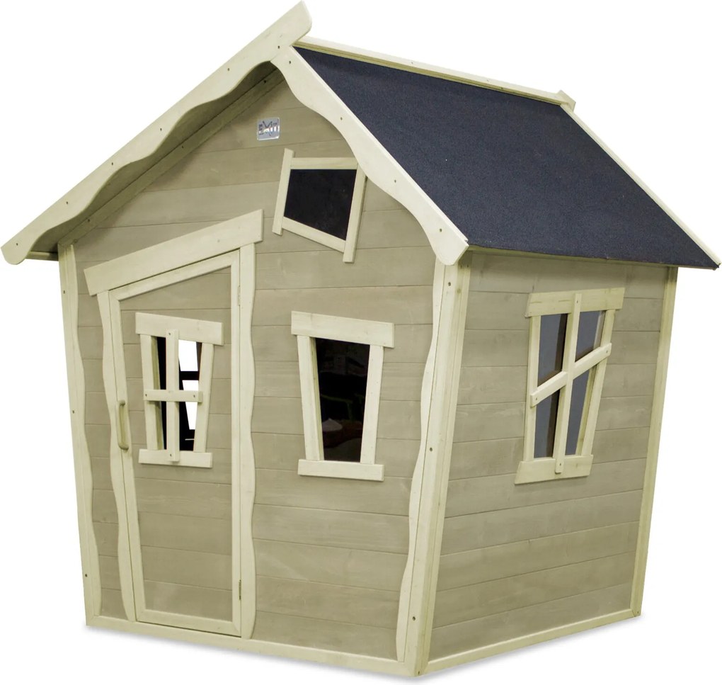 Casa de brincar exterior para crianças Crooky 100 em madeira - cinza-bege