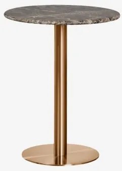 Mesa De Bar Redonda Em Pedra Natural Xiren Ø60 Cm & Mármore Castanho Emperador & Ouro Rosa Escovado - Sklum
