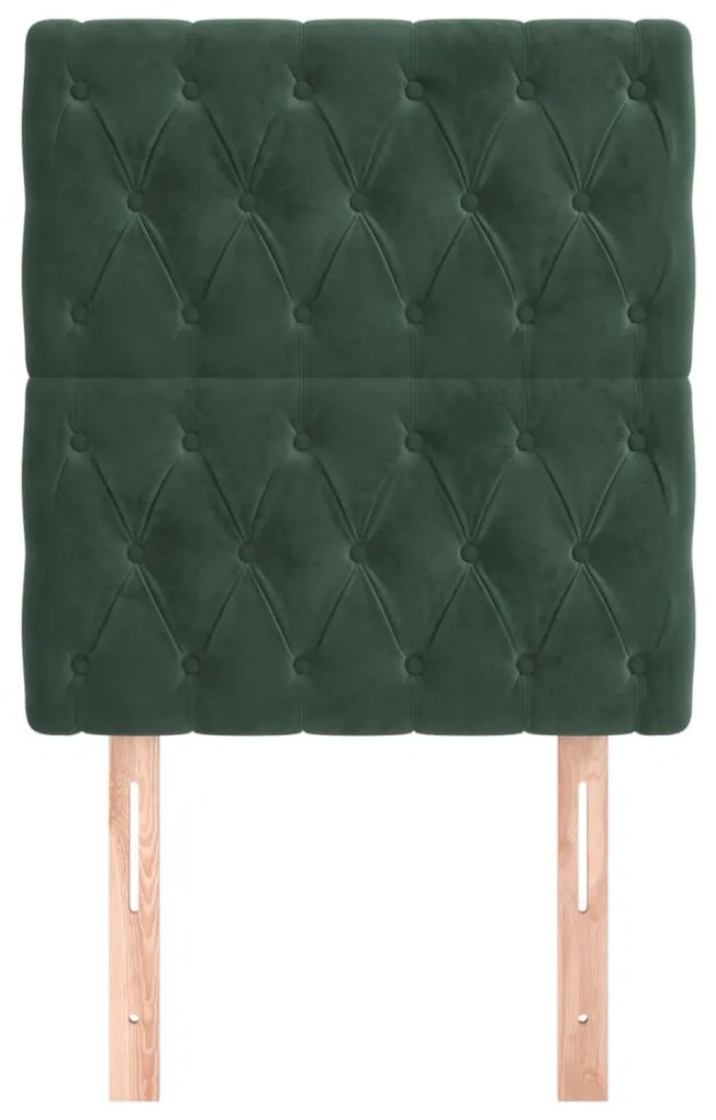 Cabeceira de cama 2 pcs veludo 80x7x78/88 cm verde-escuro